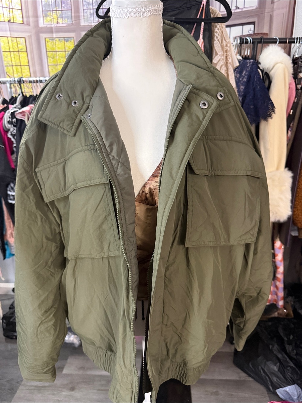 OAK + FORT Olive Green Military Field Jacket NWT $128